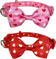 🐶 pohshido 2-pack valentine's heart dog collar with bow tie: cute holiday collar for small dogs & puppies logo