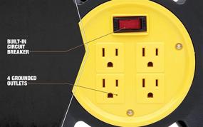 img 1 attached to 🌙 Black and Yellow Multi-Outlet Adapter Extension Cord Storage Reel by Designers Edge E230