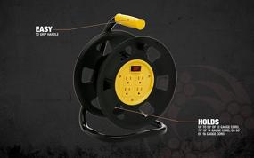 img 2 attached to 🌙 Black and Yellow Multi-Outlet Adapter Extension Cord Storage Reel by Designers Edge E230