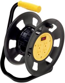 img 4 attached to 🌙 Black and Yellow Multi-Outlet Adapter Extension Cord Storage Reel by Designers Edge E230