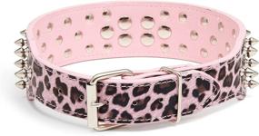 img 3 attached to 🐶 Kid Dog Punk Rock Spiky Studded Dog Collar - Available in 3 Colors and 4 Sizes - A Rugged Biker Style for Medium &amp; Large Breeds - 2&#34; Wide Faux Croco Leather with Metal Spikes and Studs