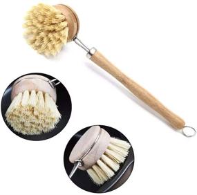img 3 attached to 🧽 ECOFWORLD 4 pk Natural Wooden Dish Scrubber: Long Bamboo Handle for Efficient Pan, Pot, and Dish Cleaning