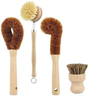 🧽 ecofworld 4 pk natural wooden dish scrubber: long bamboo handle for efficient pan, pot, and dish cleaning logo