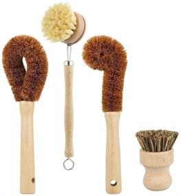 img 4 attached to 🧽 ECOFWORLD 4 pk Natural Wooden Dish Scrubber: Long Bamboo Handle for Efficient Pan, Pot, and Dish Cleaning