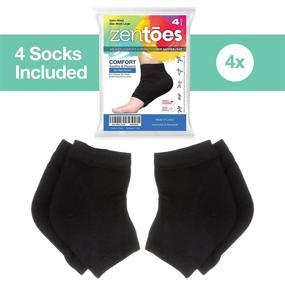 img 3 attached to 🧦 Revitalize and Nourish Your Feet with ZenToes Moisturizing Heel Socks - 2 Pairs of Toeless Spa Socks for Treating Dry, Cracked Heels While You Sleep (Men's Large 12+, Black)