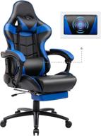 🎮 premium soontrans gaming chair blue: ergonomic, footrest, 400lbs big and tall support, massage lumbar pillow and headrest – ideal gamer chair for adults and teens! логотип