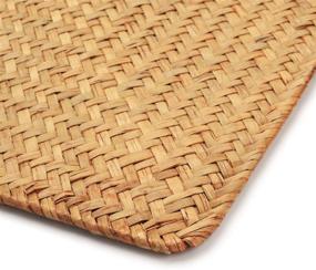 img 1 attached to 🍽️ Hand-Woven Rectangular Rattan Placemats: Pack of 4 Natural Seagrass Place Mat, 17x12 Inches