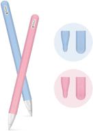 📱 fyy ultra thin case compatible with apple pencil 2nd generation, [2 pack] silicone skin cover sleeve for apple pencil 2 case with protective nib covers - ipad pro accessories in pink and blue logo