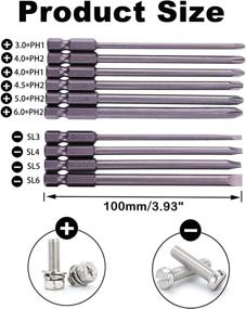 img 3 attached to 🔧 Rocaris 10pcs Long Magnetic Screwdriver Bits Set 1/4 Inch Hex Shank Power Tools (Slotted + Cross Head)