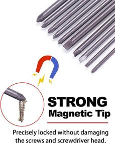 img 2 attached to 🔧 Rocaris 10pcs Long Magnetic Screwdriver Bits Set 1/4 Inch Hex Shank Power Tools (Slotted + Cross Head)