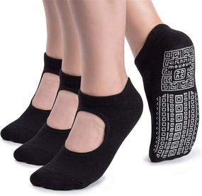 img 4 attached to 🧦 Stylish Non Slip Grip Yoga Socks for Women with Cushion, Perfect for Pilates, Barre, Home