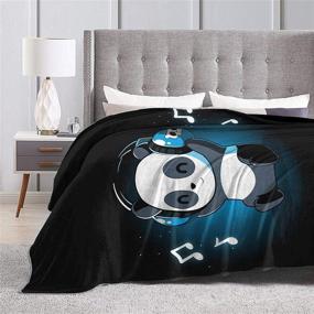 img 2 attached to 🐼 Plush Fluffy Throw Blanket - Cute Baby Panda with Headphones Design - Soft Flannel Blanket for Home Decor, Sofa, Office, and Outdoor - 50"x60