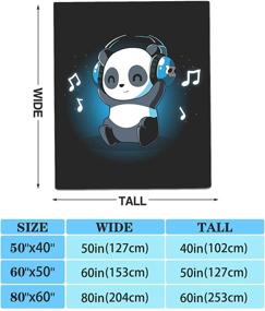 img 3 attached to 🐼 Plush Fluffy Throw Blanket - Cute Baby Panda with Headphones Design - Soft Flannel Blanket for Home Decor, Sofa, Office, and Outdoor - 50"x60