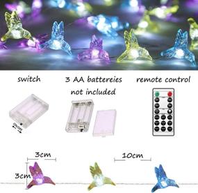 img 3 attached to 🌈 Vibrant 40 LED Hummingbird Fairy String Lights - Waterproof Battery Operated 8 Modes with Remote Control for Wedding, Party, Festival, Indoors & Outdoors