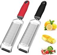 lemon zester bundle, mcomce 2-pack zester set, premium stainless steel blade, perfect for lemons, root vegetables, nuts, parmesan cheese, and other creative ingredients logo