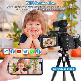 img 2 attached to 📸 WiFi Vlogging Camera 4K HD Video Camera 48MP 60FPS with IR Night Vision, 18X Digital Zoom, Handheld Stabilizer, Microphone, and Remote Control - Ideal for YouTube