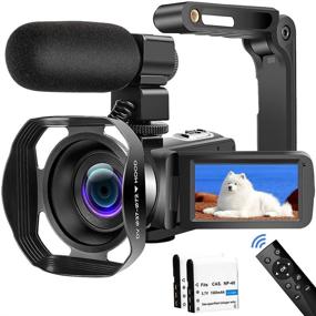 img 4 attached to 📸 WiFi Vlogging Camera 4K HD Video Camera 48MP 60FPS with IR Night Vision, 18X Digital Zoom, Handheld Stabilizer, Microphone, and Remote Control - Ideal for YouTube