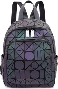 img 4 attached to Geometric Backpack Backpacks Holographic Reflective