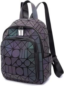 img 1 attached to Geometric Backpack Backpacks Holographic Reflective