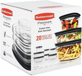 img 4 attached to 🔹 Rubbermaid Premier Crystal Clear 20-Piece Set with Stain Resistant Grey Lids: The Perfect Kitchen Organization Solution