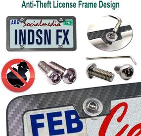 img 3 attached to 🔒 Secure Your Vehicle with Carbon Fiber Style Anti Theft License Plate Frames – Premium Metal Aluminum Holders with Stainless Steel Screws – Front and Rear License Plate Cover for US Cars