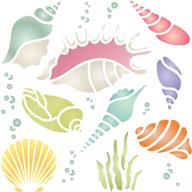 🐚 oceanic shells stencil, 6.5 x 6.5 inch (m) - sea nautical seashore reef stencils for painting template logo