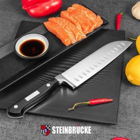 img 3 attached to 🔪 Santoku Knife - STEINBRÜCKE 7 Inch Razor Sharp Kitchen Chef Knife - German Stainless Steel with Full Tang and Ergonomic Handle - Ideal for Meat, Vegetables, and Fruits