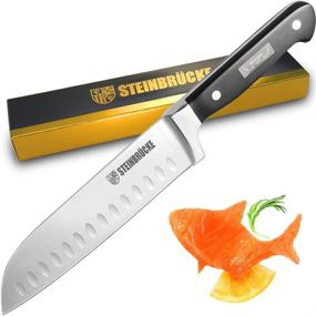 img 4 attached to 🔪 Santoku Knife - STEINBRÜCKE 7 Inch Razor Sharp Kitchen Chef Knife - German Stainless Steel with Full Tang and Ergonomic Handle - Ideal for Meat, Vegetables, and Fruits