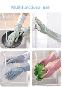 img 3 attached to Durable Long Sleeve Rubber Gloves for Efficient Kitchen, Oven, and Pet Cleaning