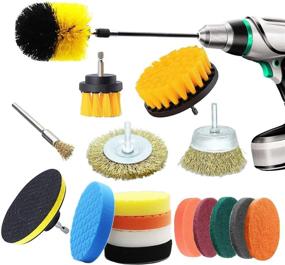 img 4 attached to 18-Piece Drill Brush Attachments Set with Scrub Pads, Sponge, and 🧽 Power Scrubber – Ideal for Grout, Tiles, Sinks, Bathtub, Bathroom, and Kitchen Cleaning