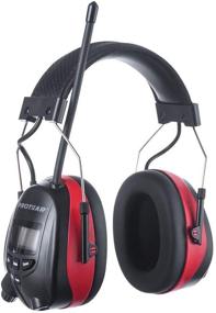 img 4 attached to 🎧 Red PROTEAR AM FM Hearing Protector with Bluetooth Technology, Noise Reduction Safety Earmuffs 25dB NRR, Rechargeable Ear Protection for Mowing, Snowblowing, Construction, Workshops