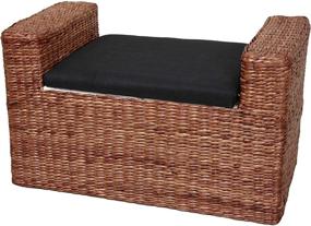 img 1 attached to 🪑 Dark Brown Rush Grass Storage Bench by Oriental Furniture