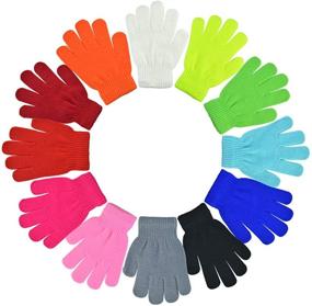 img 1 attached to 🧤 Jerbro Kids Winter Gloves: 12 Pairs of Warm Gloves for Boys and Girls