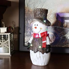 img 3 attached to Sunnydaze Indoor Rustic Twinkling Snowman Statue - Small LED Lights Christmas Home Decor Figurine - Ideal for Friends and Family