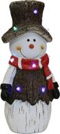 sunnydaze indoor rustic twinkling snowman statue - small led lights christmas home decor figurine - ideal for friends and family logo