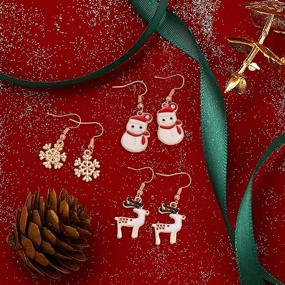 img 1 attached to 🎄 Christmas Stud Earrings Set - 9 Pairs for Women and Girls - Delyneph Dangle Drop Earrings with Christmas Trees, Bells, Snowflakes, Santa Claus - Xmas Holiday Jewelry Bulk