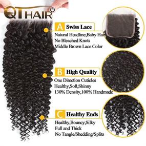 img 1 attached to 🔥 QTHAIR Kinky Curly Замыкание Фронтальное: Натуральная длина 20 ", 4x4 Замыкание - Идеально для легких и красивых причесок