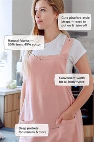 img 3 attached to 👗 Atailly Plus Size Cross Back Japanese Apron - 55% Linen 45% Cotton Blend - Women's Apron with Pockets