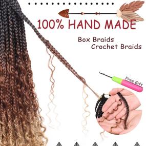 img 1 attached to 🧶 Beverlee 14 Inch Boho Box Braids: 8 Packs of Goddess Crochet Hair for Black Women - Curly Ends, Messy Pre-looped Style - 128 Strands, 53#