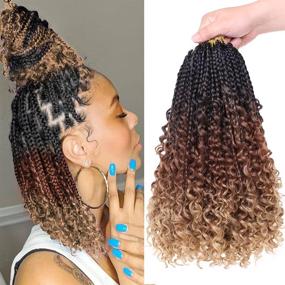 img 4 attached to 🧶 Beverlee 14 Inch Boho Box Braids: 8 Packs of Goddess Crochet Hair for Black Women - Curly Ends, Messy Pre-looped Style - 128 Strands, 53#