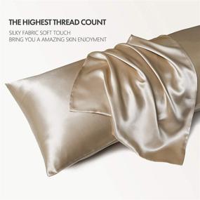 img 3 attached to 🛏️ Candoury Satin Body Pillow Cover: Luxurious 20x54 inches Silk Satin Pillowcase for Adults - Soft & Silky Material with Envelope Closure in Champagne