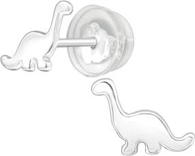 img 4 attached to Hypoallergenic Sterling Silver Dinosaur Stud Earrings for Girls and Women with Silicone Coated Push Backs" by AUBE JEWELRY.