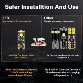 img 1 attached to 💡 Error Free Non-Polarity Canbus LED Bulb - LASFIT 194 168 T10 2825 W5W, 400LM 6000K Extremely Bright Dome Map Courtesy Door License Plate Trunk Cargo Lights, Xenon White - 4 PCS