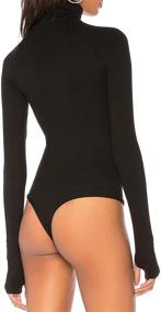 img 1 attached to Sleeves Cut Out Turtleneck Bodysuit Jumpsuit