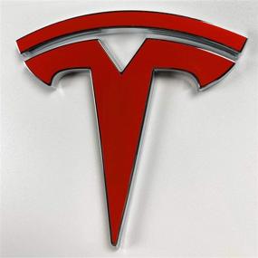 img 1 attached to Gloss Red Custom Cut Graphics Logo Decal Wrap Set for Tesla Model S New Fascia - 14 Pieces