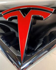 img 2 attached to Gloss Red Custom Cut Graphics Logo Decal Wrap Set for Tesla Model S New Fascia - 14 Pieces