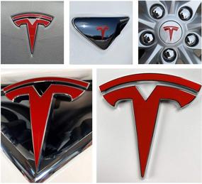 img 4 attached to Gloss Red Custom Cut Graphics Logo Decal Wrap Set for Tesla Model S New Fascia - 14 Pieces