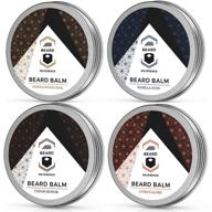 beard balm variety pack of 4: soften, style, and strengthen beards and mustaches with vanilla, sandalwood, cedarwood, and citrus scents - made with tea tree, jojoba, & argan oils - 1oz each - scented beard butter logo