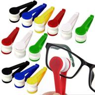 12 pack of mini microfiber spectacles cleaner, eyeglass and sunglasses cleaner tool with soft brush, cleaning clip, microfiber material, super lightweight and compact size for easy use logo