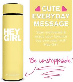 img 2 attached to 🍵 Insulated Stainless Steel Tea Thermos Bottle by Hey Girl - No-Slip Exterior, Leak-Proof Seal - 15oz Yellow - 6 Colors with Motivational Message - Ideal Gift, Cute Packaging, Water Bottle